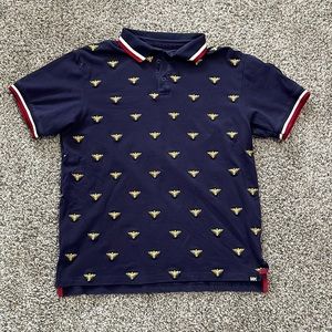 Makobi Polo T shirt with gold bees stitched in
